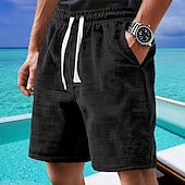 tanie Szorty casualowe-Męskie Szorty waflowe Szorty Letnie szorty Szorty na co dzień Ściągana na sznurek Kieszeń Elastyczny pas Równina Komfort Oddychający Krótki Na zewnątrz Urlop Sportowy Codzienny Biały Jasnozielony