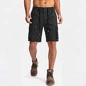 cheap Classic-Men's Tactical Cargo Cargo Shorts Shorts Casual Shorts Drawstring Pocket Elastic Waist Plain Comfort Breathable Knee Length Casual Outdoor Beach Vacation Fashion Black Navy Blue Inelastic
