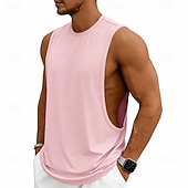 abordables Camisetas sin mangas de gimnasio-Hombre Camiseta sin mangas Chaleco Camisetas Interiores Camisa sin mangas Sin Mangas Escote Redondo Verano Primavera Plano Moda Deportivo Clásico Puro Casual Gimnasia Calle Negro Blanco Rosa Camiseta