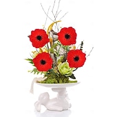 cheap Artificial Flower-12 Bundles Artificial Poppy Flowers Remembrance Red Poppies for Memorial Day, Patriotic Veteran Tribute Decoration, Fallen Soldier Commemorative Floral Bouquet, Home &amp; Garden Display
