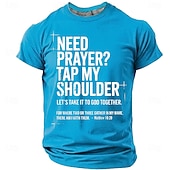 levne Trička s vírou-Pánská biblická potřebujete modlitbu klepněte mi na rameno Matouš 18 20 biblický verš křesťanské náboženské víry outreach T tričko grafické volnočasové krátký rukáv církevní oblečení ministerstva