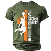  Herre Bibelen Basketball Silhuett Oransje Kors Jeg Kan Gjøre Alle Ting Gjennom Kristus Som Styrker Meg Kristent Religiøs T-skjorte Grafisk Casual Kort Erme Gym Kirke Slitasje Designer Klær