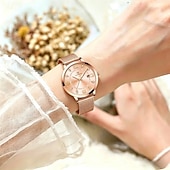 economico Orologi al quarzo-Orologio da donna in oro rosa, impermeabile, con cinturino in maglia d'acciaio inossidabile, elegante quadrante a raggiera e datario. &amp;diamanti, orologio elegante da lavoro, regalo per anniversario