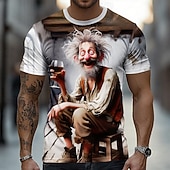 baratos Camisetas 3D-Homens 3D impressão 3D Camiseta Manga Curta Camiseta Impressão 3D Gola Redonda Camisa Exagerado Designer Diário Bandagem Festa Azul Roxo Profundo Branco Verão Primavera Todas as Estações Roupa S M L