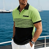 economico Polo Classico da Uomo-Per uomo Maglia da golf Polo a Maglia Waffle Casuale Affari Classico Manica Corta Moda Moderno Tinta unica A righe Blocco di colore Bottoni Primavera &amp; Estate Estate Primavera Vestibilità regolare