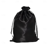 abordables Verktøy og tilbehør-10Pcs Wig Bags with Satin Drawstring, Black Silk Hair Storage Bags for Multiple Wigs, Bundles, Extensions
