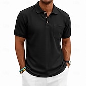 economico Polo classica da uomo-Per uomo Magliette Polo a Nido d'Ape Polo Casuale Streetwear Bavero Manica Corta Essenziale Moderno Semplice Tasca Leggero Estate Primavera Vestibilità regolare Nero Bianco Blu marino Verde scuro