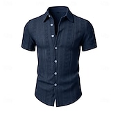 Χαμηλού Κόστους Ανδρικά Smart Casual πουκάμισα-Ανδρικά Πουκάμισο Casual πουκάμισο Πουκάμισο με κουμπιά Πουκάμισο ζακάρ Μαύρο Λευκό Πράσινο Ανοικτό Βαθυγάλαζο Καφέ Κοντομάνικο Σκέτο Κολάρο Πουκαμίσου Causal Καθημερινά Ζακάρ Ρούχα