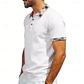 abordables Polo clásico para hombre-Hombre Camisetas polo Casual Negocio Diseño Manga Corta Básico Moderno Plaid Ligero Botones Verano Primavera Ajuste regular Azul Piscina Negro Blanco Rojo Azul Marino Albaricoque Camisetas polo
