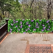 cheap Artificial Plants &amp; Greenery-Expandable Artificial Ivy And Orchid Privacy Screen Fence With Realistic Green Leaves, Durable Wood-Plastic Material, Maintenance-Free Outdoor Garden Decoration, Ideal For Patio, Balcony, Backyard