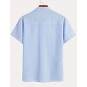 cheap Men's Button Up Shirts-Men's Shirt Casual Shirt Seersucker Shirt Button Up Shirt Blue Black Red Green Short Sleeve Vertical Stripes Shirt Collar Casual Daily Buttons Clothing Apparel Elegant Fashion Casual