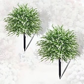 abordables Flores artificiales-Estaca de lavanda artificial de 20 pulgadas para decoración de exteriores, estacas blancas para jardín. &amp;Césped, plástico resistente que no se decolora, decoración para todas las estaciones.