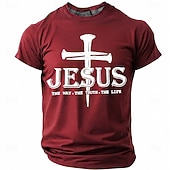  Hombre Jesús Camiseta Manga Corta Camiseta Impresión 3D Cuello Barco Camisa Moda Design Sencillo Casual Diario Fiesta Rojo Verano Primavera Ropa S M L XL XXL XXXL