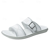 baratos Sandálias e Chinelos para Homem-Men's Brown Double Strap Slide Sandals Adjustable Buckle Open-Toe Comfort Summer Footwear Lightweight Casual Beach Shoes for Island &amp; Cruise, Seaside Travel, Deck Walks and Resort Leisure