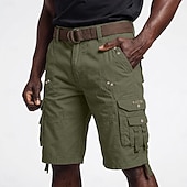 cheap Classic-Men's Cargo Shorts Hiking Shorts Leg Drawstring Wearable Elastic Cuff Plain Solid Comfort Knee Length Casual Daily Outdoor Vacation Fashion Navy Blue Red Micro-elastic