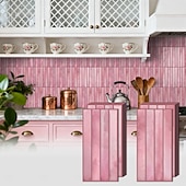 Недорогие Стикеры на стену-20pcs 3d Self-Adhesive Wall Imitation Tile Sticker, Removable Wall Sticker With Pink Decorative Pattern, Used For Kitchen Back Fender, Bedroom And Living Room Decoration Home Wall Renovation Decorativ
