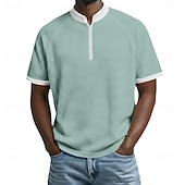 זול חולצת פולו קלאסית לגברים-בגדי ריקוד גברים חולצות פולו וופל חולצות פולו קזו'אל יומי רבע מיקוד שרוולים קצרים אופנתי בסיסי קולור בלוק רוכסן קל משקל קיץ אביב רגיל שחור לבן בורגנדי כחול נייבי כחול סקיי סגול חולצות פולו וופל