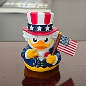 abordables 250e Anniversaire des États-Unis-Figurine d'oncle canard patriotique, statuette amusante d'oncle canard avec drapeau américain &amp;Chapeau haut-de-forme, décorations du 4 juillet, décoration intérieure américaine originale, décoration