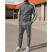 Χαμηλού Κόστους Αθλητικά κοστούμια-Ανδρικά Φόρμα Στολή τρεξίματος Σετ Φόρμας Πλήρες φερμουάρ Συνδυασμός Χρωμάτων Ρούχα σύνολα Φθινόπωρο &amp; Χειμώνας Μαύρο Κίτρινο Για Υπαίθρια Χρήση Ταξίδια Αθλητικά Ζεστό Μακρυμάνικο Αθλητισμός