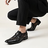 Χαμηλού Κόστους Δερμάτινα Loafers Premium-Ανδρικά μαύρα μοκασίνια από λουστρίνι με κεντημένη μύτη και μεταλλικό στέλεχος, για γάμους, δεξιώσεις, πάρτι, χορούς, νυχτερινά κέντρα και βραδινές εξόδους ανδρών.
