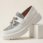 billige Loafers-Herre hvite glitter dusk loafers slip-on tykke såler pensko moteriktige formelle sko til bryllup, fester, banketter, skoleball og statement-antrekk