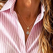 economico Bluse Semplici-Per donna Camicia Camicia Estiva Camicia casual Camicia con Bottoni A righe Vacanza Moda Quotidiano Manica Lunga Collo ripiegato Top lunghi Abbigliamento casual alla moda Spiaggia Ferie Rosa Estate