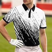  Per uomo Geometrico Golf Polo Sportivi Manica Corta Magliette polo Camicie con Colletto Casual Athleisure Bottoni Tessuto retato traspirante Primavera & Estate Blu Nero Blu marino