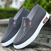 tanie Buty casual slip-on-Męskie Klasyczny Codzienny Codzienny Płótno Wygodny Oddychający Mokasyny Czarny Niebieski Szary Lato Wiosna Jesień
