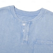 halpa Hihattomat treenipaidat-miesten vintage-toppi, 100 % puuvillaa, happamalla pesty liivi, aluspaita, hihaton paita, hihaton henley-paita, kesäinen yksivärinen muotisuunnittelijan perus taskunapit, lomakatu, musta t-paita miehille