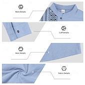 cheap Vacation-Men's Shirt Linen Shirt Popover Shirt Summer Shirt Beach Shirt Geometric Casual Vacation Black White Pink Navy Blue Long Sleeve Stand Collar Summer Spring Clothing Apparel Buttons