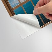 cheap Wall Stickers-2d Flat Window Landscape Pattern Arched Wall Sticker, Pvc Self-Adhesive Removable, Suitable For Living Room, Bedroom And Other Home Decoration