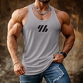 baratos Treningsskjorter uten armer-Men's Tank Top Vest Undershirt Sleeveless Shirt Sleeveless Crew Neck V Neck Scoop Neck Summer Plain Fashion Sporty Classic Quick Dry Casual Gym Street Black White Yellow Top Tee for Men