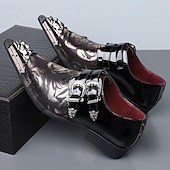 Недорогие Монаховские туфли-Мужские черные туфли-монки с двойной пряжкой, верхом с цветочным тиснением и металлическим мыском, роскошные классические туфли для стильных мужчин, идеально подходят для свадеб, банкетов, вечеринок и эффектных вечерних выходов.