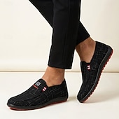 billiga Scarpe Casual Slip-On-Men's Black Slip-On Casual Sneakers Lightweight Breathable Walking Shoes Soft Comfort Low Top Footwear for Men, Daily Commutes, Weekend Travel, City Walking and Smart Casual Outfits