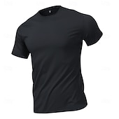 cheap Men's Casual T-shirts-Men's T Shirt Short Sleeve Shirt Tee Top Short Sleeve Crew Neck Summer Spring Solid Color Streetwear Stylish Leisure Quick Dry Slim Daily Outdoor Running Light Grey Top Tee for Men