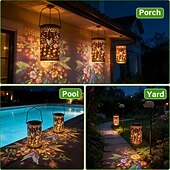 billiga Pathway Lights &amp; Lanterns-färgglad solcellslykta med kolibri, trädgårdspresenter för kvinnor och mammor, hängande utomhuslampor, vattentät dekorativ metalllampa för uteplats, gård, veranda, däck, bakgård, gångväg