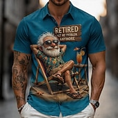 Homme Drôle Personnage de dessin animé Vieil Homme Chemise Chemise d'été Chemise Boutonnée Manche Courte Vintage Rétro Quotidien Extérieur Vacances Été Printemps Col Rabattu Impression 3D chemises
