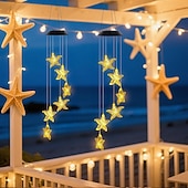 abordables Luces de paisaje-2 luces solares impermeables para exteriores con forma de estrella de mar, ideales para jardines, patios, porches y balcones. Iluminación LED ambiental decorativa para exteriores. &amp;regalo de