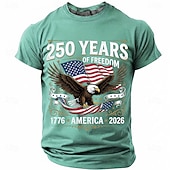  4 juli 2026 250:e Herr Rolig T-shirt Kortärmad T-shirt 3D-tryck Rund hals Skjorta Mode Designer Enkel Ledigt Dagligen Fest Svart Rubinrött Sommar Vår Kläder S M L XL XXL XXXL