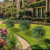 お買い得  人工植物と緑-人工杉の木、高さ20.9インチの人工緑葉、地面に差し込むスパイク付き、リアルな屋内/屋外のホームデコレーション、プランターや庭の装飾、使いやすい床飾り