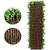 cheap Artificial Plants &amp; Greenery-Expandable Artificial Ivy And Orchid Privacy Screen Fence With Realistic Green Leaves, Durable Wood-Plastic Material, Maintenance-Free Outdoor Garden Decoration, Ideal For Patio, Balcony, Backyard