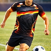 preiswerte Lauf-T-Shirts &amp; Tanktops-Herren Fußballtrikot Deutschland Sommer Kurzarm Athleisure Spandex UPF 50 Schnelltrocknend Atmungsaktiv Fitnessstudio Laufen Fitness Gelb / schwarz Sportbekleidung Sportkleidung