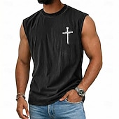  Homme Croix Débardeur T-shirt délavé à l'acide Sous-Vêtements Sans manches T-shirt Imprimé Graphique Col ras du cou Chemise Vacances Tropical Mode Quotidien Vacances Des plages Noir Marron Vert