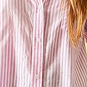 economico Bluse Semplici-Per donna Camicia Camicia Estiva Camicia casual Camicia con Bottoni A righe Vacanza Moda Quotidiano Manica Lunga Collo ripiegato Top lunghi Abbigliamento casual alla moda Spiaggia Ferie Rosa Estate