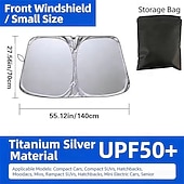 baratos Para-sóis e Viseiras para automóveis-Protetor solar dobrável para para-brisa de carro, refletor prateado contra raios UV, bloqueia o calor e mantém o veículo fresco, tamanho universal para a maioria dos sedãs, SUVs e caminhonetes,
