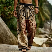 economico Pantaloni casual stampati da uomo-Per uomo Paisley Stampa Floreale Etnico Pantaloni Pantaloni casual Pantaloni Larghi Misura del girovita medio Boho Vintage Retrò Casa All'aperto Vacanza Coulisse elastica in vita Pantaloni tipo lino