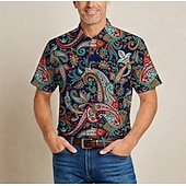  Retrò Vintage Hippie Anni '70 Camicia Maniche corte Hippie Paisley Etnico Costume Per uomo Festival Musicale Feste Abbigliamento quotidiano Adulti Camicia Primavera & Estate