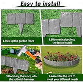 cheap Artificial Plants &amp; Flowers-20 Pcs Faux Stone Garden Edging Border Imitation Fence DIY Garden Edging Border No Dig,16 ft Lawn Edging for Landscaping,Plastic Fencing Lawn Border,Imitation Stone Fence for DIY Outdoor Patio