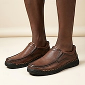 economico Scarpe Casual Slip-On-Mocassini casual da uomo marroni, cuciti a mano, comodi da indossare tutti i giorni, per viaggiare, guidare, per l'ufficio, per il fine settimana e per uno stile casual elegante e rilassato.