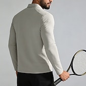 cheap Running Tee &amp; Tank Tops-Men's Solid Colored Running T-Shirt Compression Shirt Casual Polo Shirts Running Shirt Summer Spring Quarter Zipper Long Sleeve Quick Dry Lightweight Moisture Wicking Gym Workout Active Training
